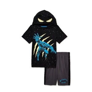 Boys Black Panther Hoodie and Shorts Outfit Set size 5